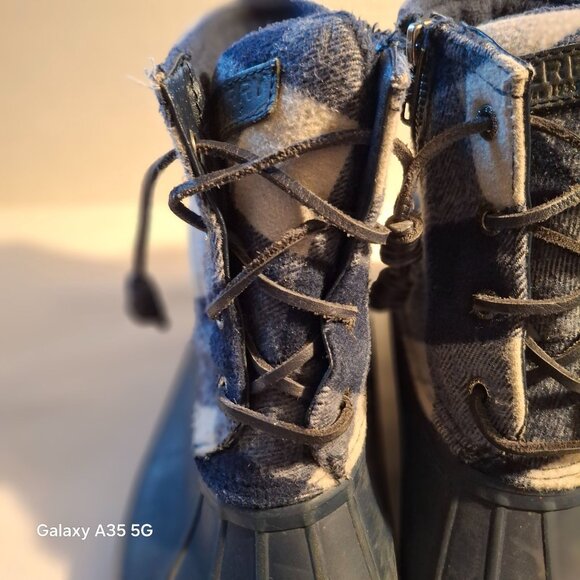 Sperry Womens Saltwater Duck Boots Plaid Wool Upper Waterproof Rubber Sole Lace- - Picture 2 of 11